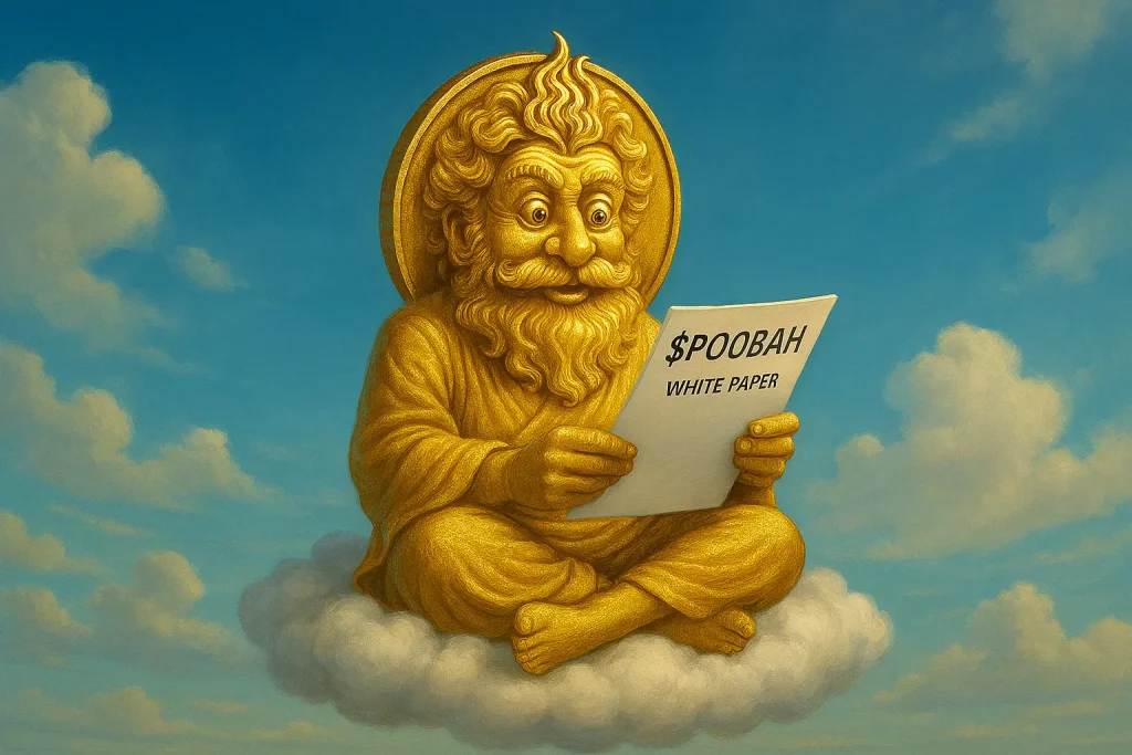 Uncover the full $POOBAH white paper. Tokenomics, NFTs, DAO, and divine nonsense from crypto’s most surreal memecoin. Join the movement now.